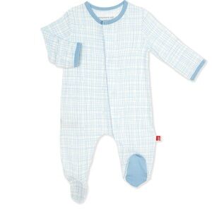 Magnetic Me Footies newborn baby boy Greenwich Plaid windowpane bunnies modal